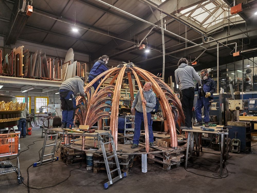 Zusammenbau Palmenkuppel, Foto: Stefan Müller